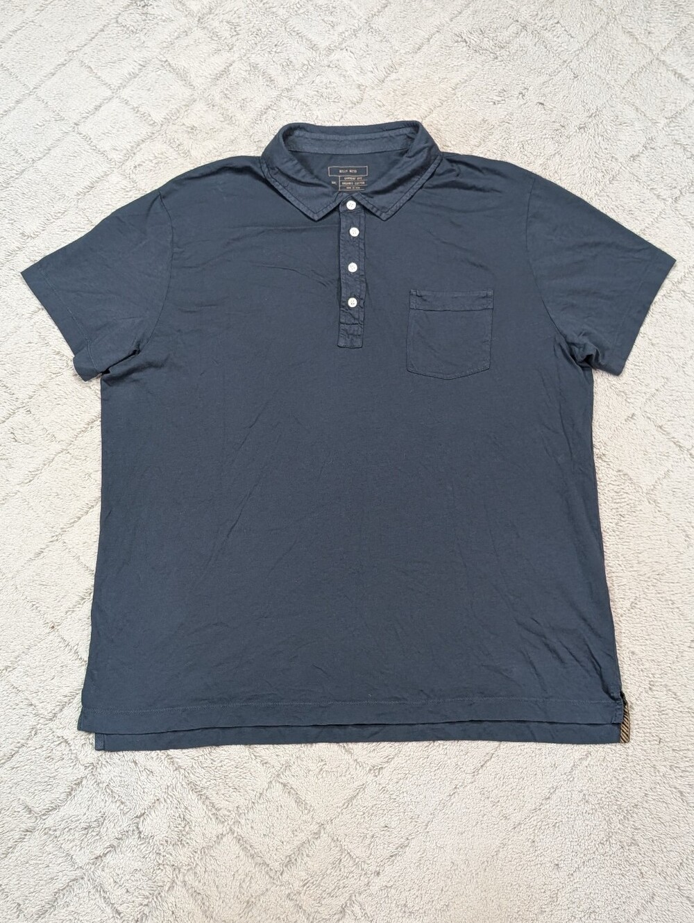 Billy Reid Shirt Mens XXL Blue Navy Pensacola Polo Short Sleeve Cotton Casual